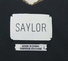 NWT Large SAYLOR Gold Ribbed & Sequins CYRIELLE Faux-Wrap TULIP Midi Event DRESS