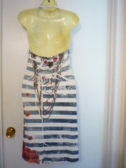 CRISTINALOVE VACATION DRESS–SZ XL–NWT–BEAD HALTER STRAP-FLORAL/STRIPIES