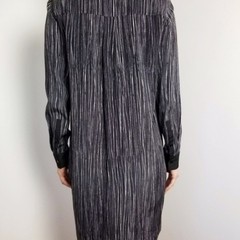 Vince Silk Wavy Stripe Shirt Dress Tunic S New Oversized Striped Black