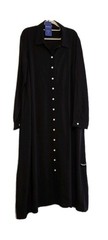 Casual Button Down Maxi Dress, Long Sleeve, Black XLarge, NWT
