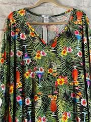 XL/1X/2X/3X New Black Cocktail Print Kaftan Knit Beach Cover Dress Nightgown
