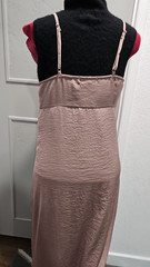 No Comment Womens XL Blush Satin Slip Dress Midi Side Slit Side Zip Spaghetti