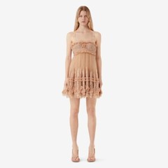 Authentic NEW BURBERRY Women&rsquo;s Nude RUNWAY Tull / Lace Baby Doll Dress 6 US S