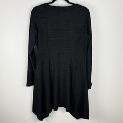 Luukaa Linen Blend Dress Black Asymmetric Lagenlook Textured Artsy Sz 2 S US6