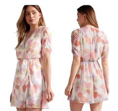 NWT Ted Baker London Dress Women&rsquo;s Size 2 Pink Juleah Floral Print Short Sleeve