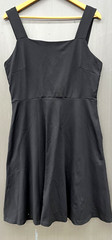 Tahari Skater Dress 14 Black Sleeveless Pockets Stretch Preppy Classic Versatile
