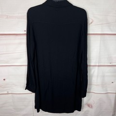 Michael Lauren Dress Womens S Black Shirt Mini Long Sleeve 1/2 Button Pullover