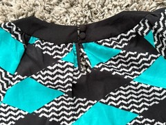 Vertigo Paris Women’s Dress Black White Teal Argyle Diamond Size M