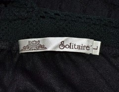 SOLITAIRE Black Circle Lace Square Neck Dress Large 3/4 Tied Cuff Sleeves Lined