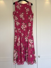 Hobbs Occasion Dress UK 14 Immaculate Carly Pink Green Chiffon Lined Fit & Flare