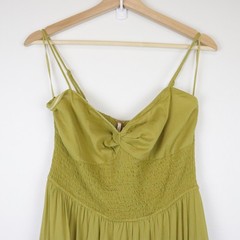 NWT Free People Sundrenched Solid Maxi Dress Medium Bitter Oil Yellow Green
