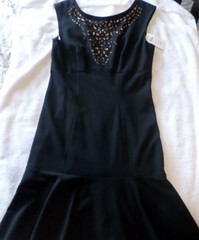 Cache Black Rayon Nylon Cocktail Party Dress Cutouts Ivory Lining Size 10 NWT