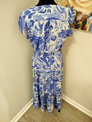 Cynthia Steffe Blue White Floral Tiered Maxi Dress Women&rsquo;s Small Boho Resort