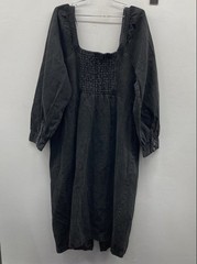 Future Collective Women&rsquo;s Black Denim Zip Front Puff Sleeve Dress NWT Sz 16W/18W