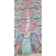 Tribal Print Halter Maxi Dress Turquoise Coral Geometric Keyhole Back Floor