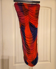 Kathy Ireland Strapless Ruched Colorblock Bodycon Sheath Dress M Knee Stretch