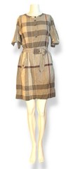 BURBERRY BRIT Belted Iconic Plaid Dress w Pockets Knee Length Sheath sz 6