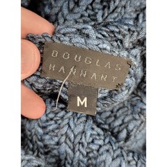 Douglas Hannant Blue Wool Cable Knit Maxi Dress Made in Italy Womens Size Medium