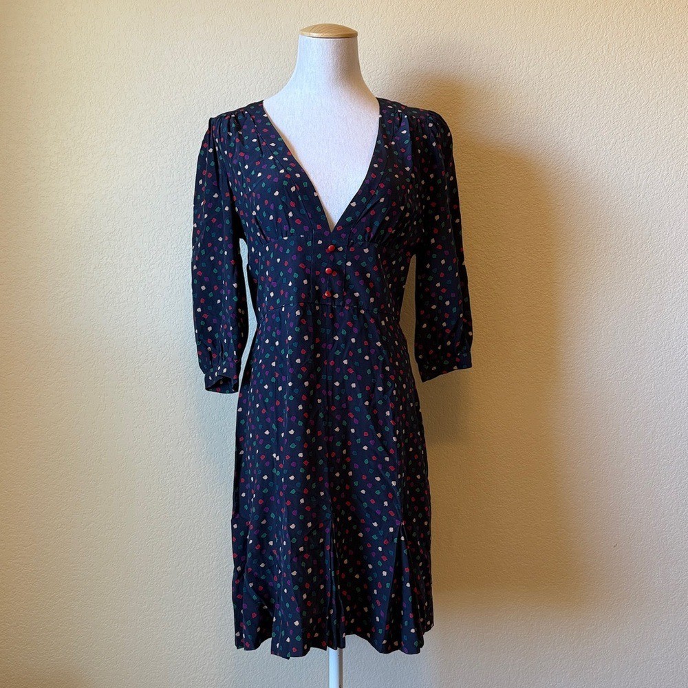 Marc By Marc Jacobs Multicolor Leaf Print 100% Silk Dress