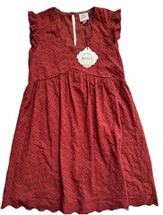 New Knox Rose Embroidered Eyelet Sleeveless Ruffle Shift Babydoll Lined Dress XS