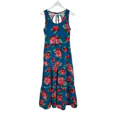 Matilda Jane Wmns Medium Floral Peony Tiered Sleeveless Maxi Dress Keyhole Back
