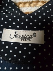 Jessica Sleeveless Navy Polka Dot Mini Dress Fit and Flare Timeless Minimalist