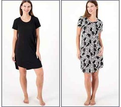 AnyBody Set of 2 Lush Jersey Dresses Black / Animal Size XS A591661