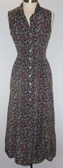 Vintage Robbie Bee Maxi Dress Size 12 Ditsy Floral Cottage Prairie Button Front