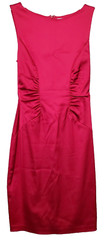 Cache Red Sleeveles Ruched Gathered Satin Sheath Party/Cocktail Dress Size 10