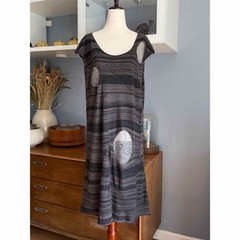 Crea Concept Tunic Dress Wool Blend Abstract Size 40 Lagenlook Art To Wear Grey