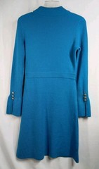 Ann Taylor Womens Size Small Blue Ribbed Button Cuff Sleeve Sweater Dress