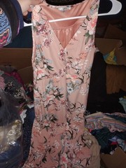 jodifl small orange tank dress maxi floral long polyester women&rsquo;s
