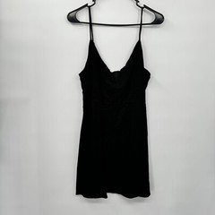 Lottie Moss M Mini Dress Womens Black Cotton Linen Blend V-Neck DW180495