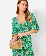 NWT Lilly Pulitzer Brantley Midi Wrap Dress Conch Shell Pink Lets Go Bananas L