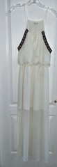 L8ter Women&rsquo;s Ivory Sheer Lined Side Slit Long Spaghetti Strap Dress Size L