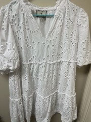 Tuckernuck White Eyelet Tiered Short Sleeve Dress