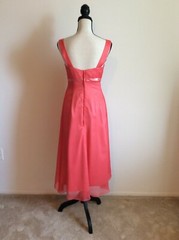 Custom-Made Handmade Coral High Low Asymmetrical Midi Dress, Medium, Bust 34.5&Prime;
