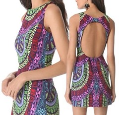 Mara Hoffman Open Back Aztec Tribal print mini dress sz10 beach tropical bright