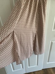 Geometric Leaf Print Midi Dress Womens Size M Terracotta Boho Surplice
