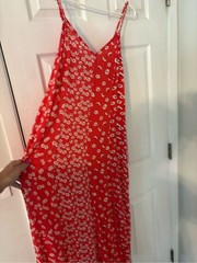 American Eagle Red Daisy Floral Midi Maxi Dress Medium Boho Cottagecore Sundress