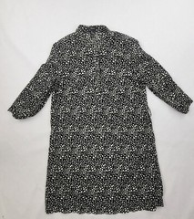 Forever 21 Black White Dot 3/4 Sleeve Pullover Midi Dress Quarter Button Sz Sm