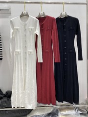 Sandro Hollow out Screw thread single-breasted Knit slim-fit dress Women