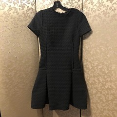 LANVIN France Black Textured Embossed Shift Dress Size 36