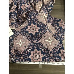 NWT LOFT Plus Navy Purple Tiled Motif Tie Waist Dress Size 24