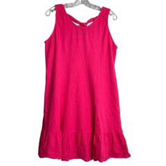 Terzo Millennio Linen Blend Dress Womens S Pink Ruffle Tank Beach Lagenlook