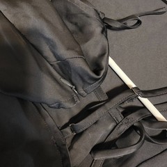 BP Bow Strap Satin Mini Slip Dress Black XS Feminine Going Out Dress NWT