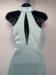 Women&rsquo;s Side Zip Sleeveless V Neck Solid Teal Green Dress Size Not Available