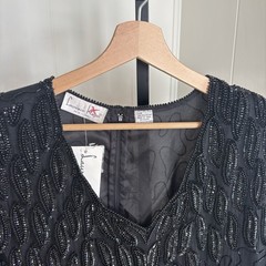 NWT Laurence Kazar Women’s 2X Black Beaded Luxe Statement Silk Whimsigoth Dress