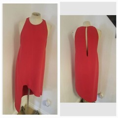IRO Hamlin Dress Sz 38 Red Crew High Neck Open Back Asymmetric Crepe US 4/S