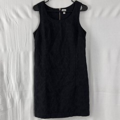 Hatley Size 6 Black Shift Dress Sleeveless Zip Mini Textured Cotton Charm